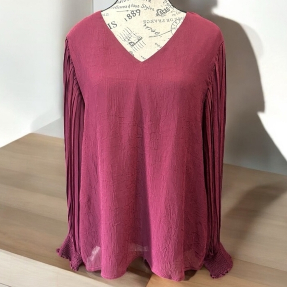 entro Tops - Entro Burgundy V-Neck Blouse Size M NWT